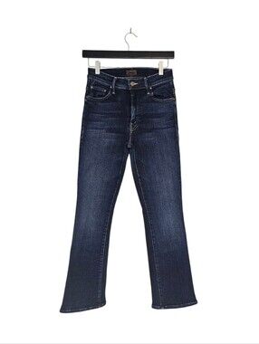 MOTHER The Insider Ankle High Rise Straight Leg Dark Blue Mind Games Jeans 25